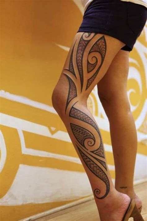 tribal tattoos on the leg|tribal leg tattoos for women.